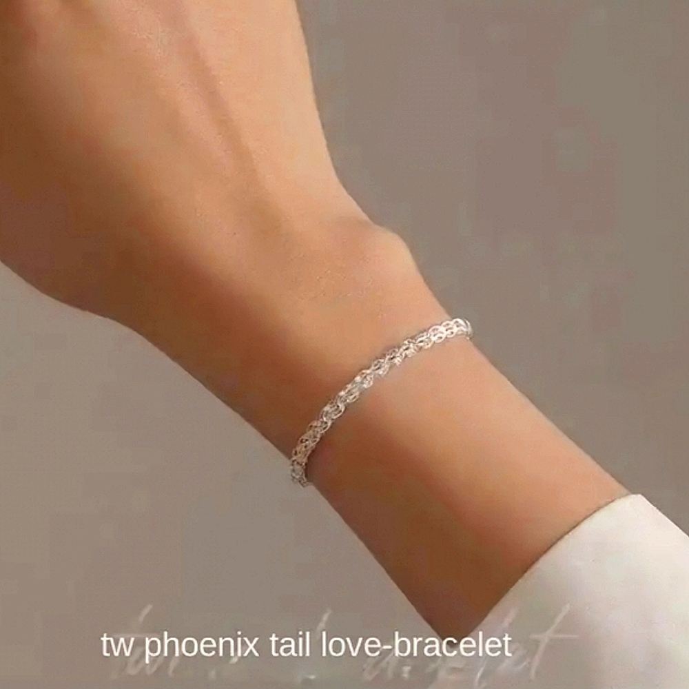Simple Minimalist Phoenix Tail Bracelet, 925 Sterling Silver Jewelry - Silver